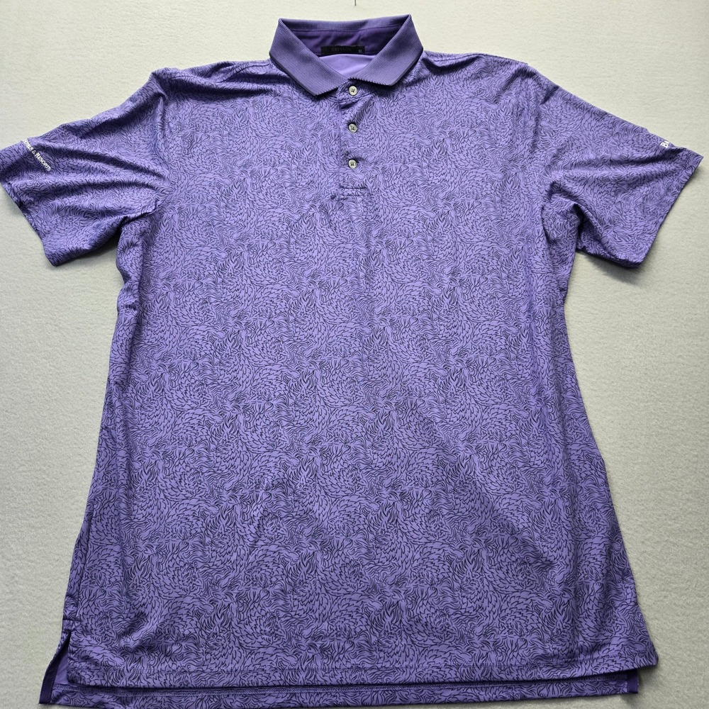 Greyson Wolf Pattern Polo Shirt Mens XL Purple Barton Creek Omni Hotels Golf - Picture 2 of 10